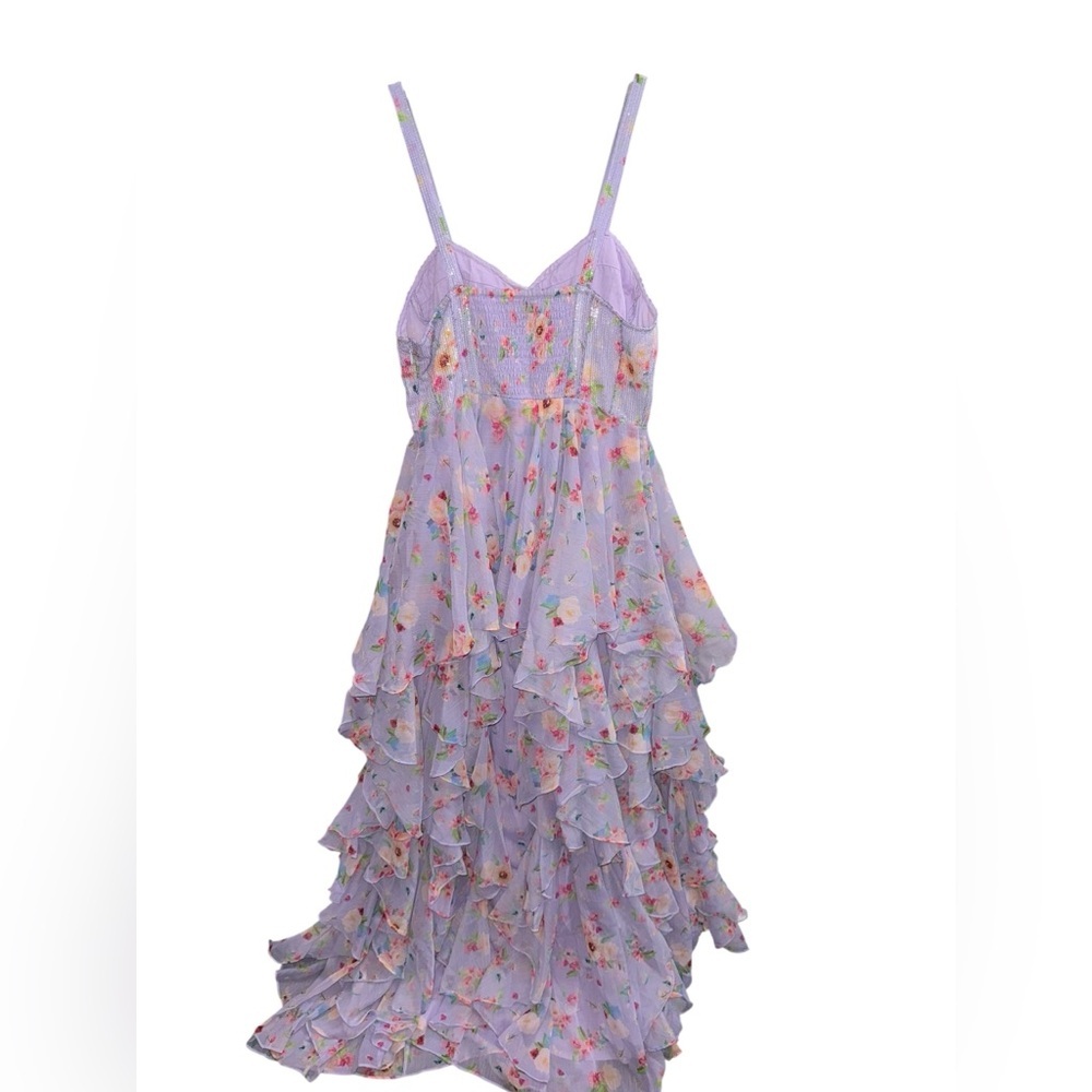 Lavender Floral Ruffle Maxi Dress - Women - Picture 4 of 8